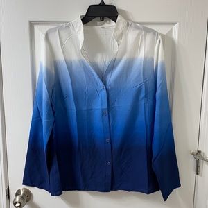 SHEER BLUE AND WHITE FADE OUT TOP